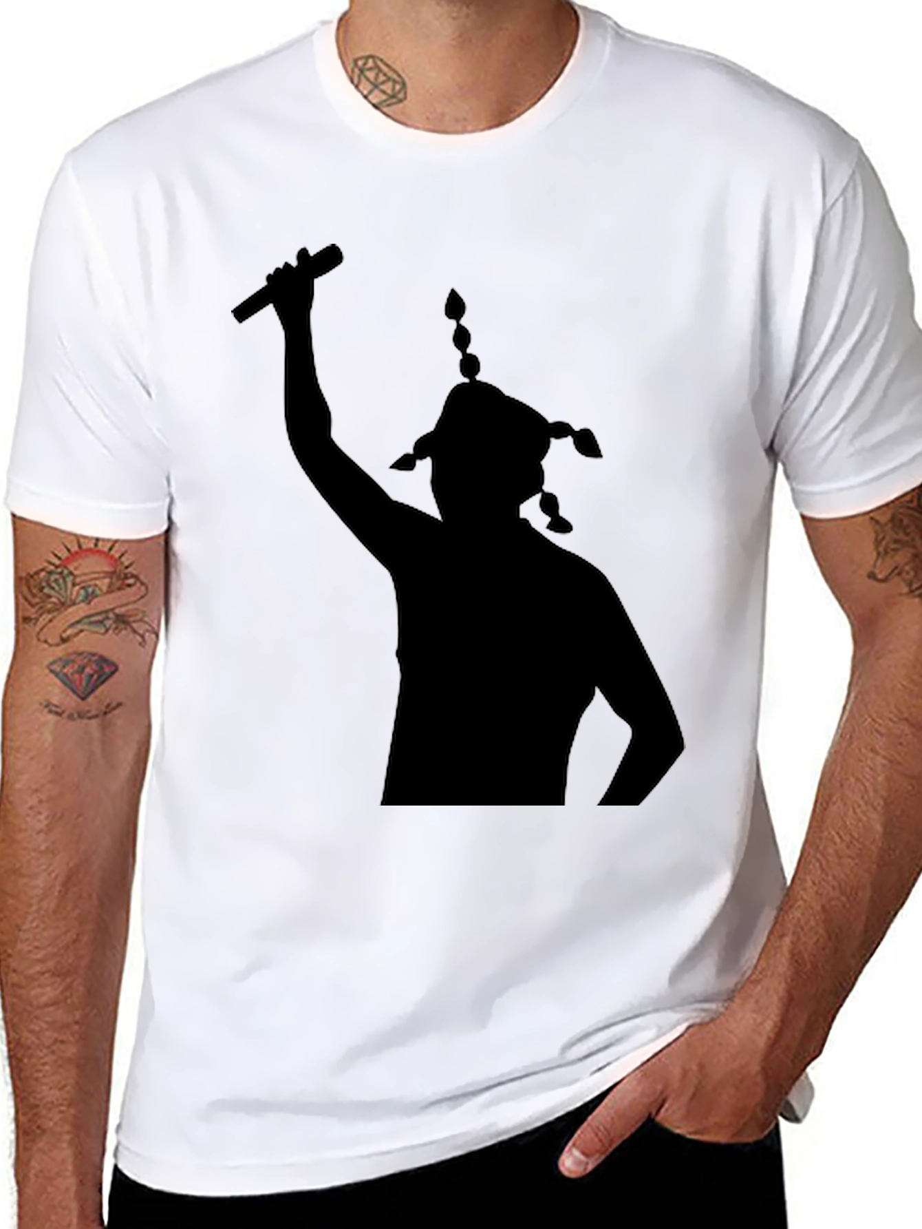 Black T-Shirt Silhouette Musician Graphic Tee