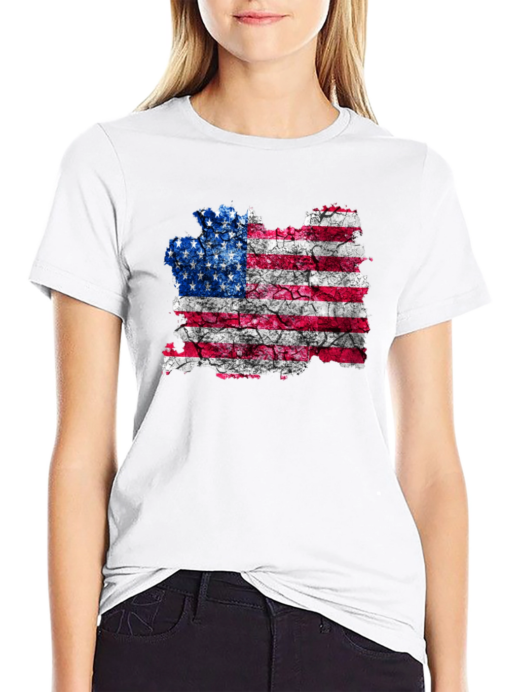 USA Flag Distressed Graphic T-Shirt