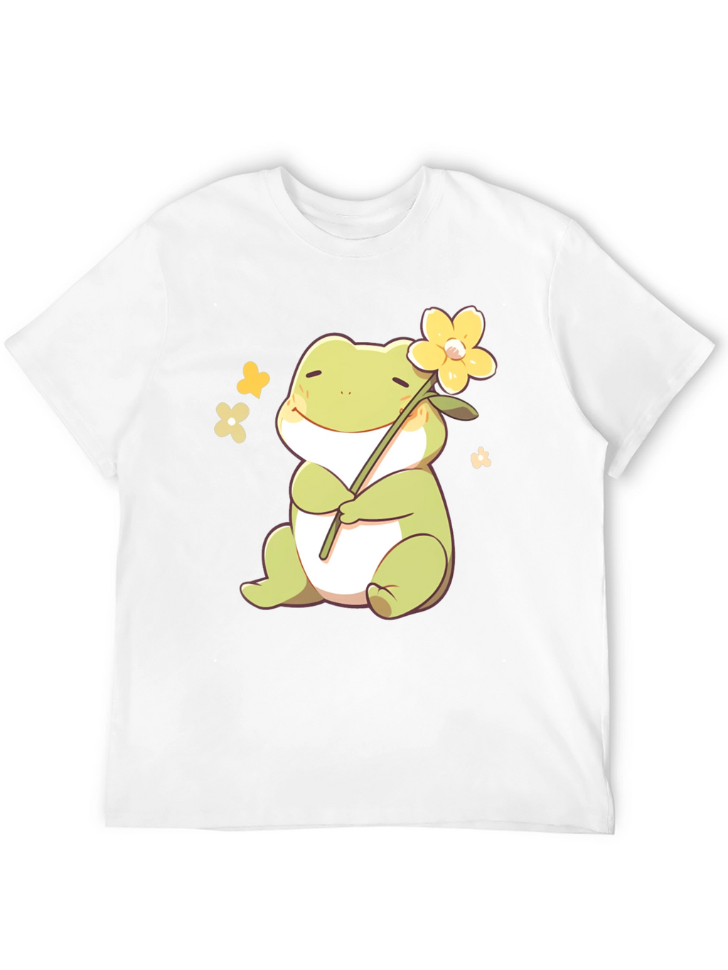 Cute Frog with Flower Black T-Shirt