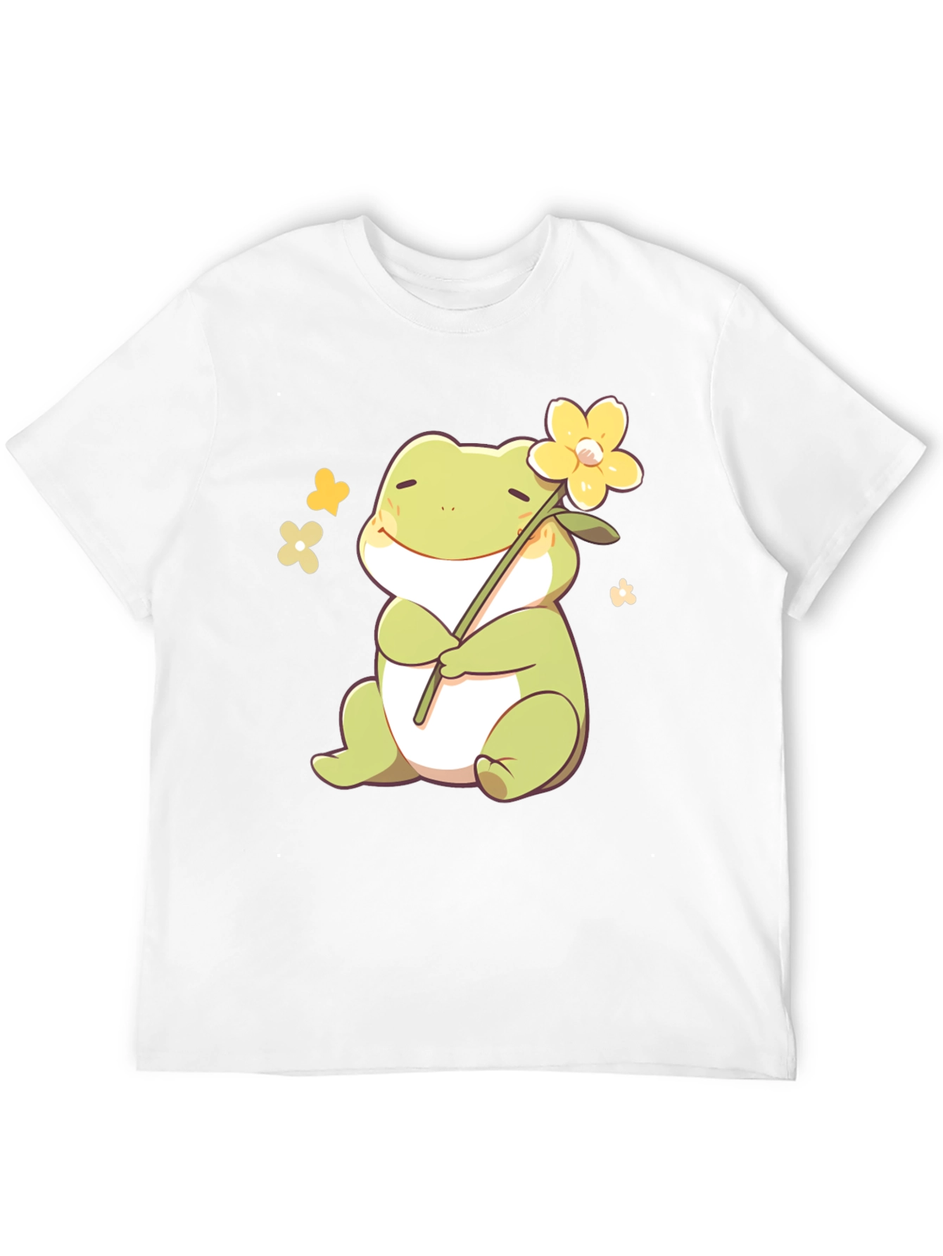 Cute Frog with Flower Black T-Shirt