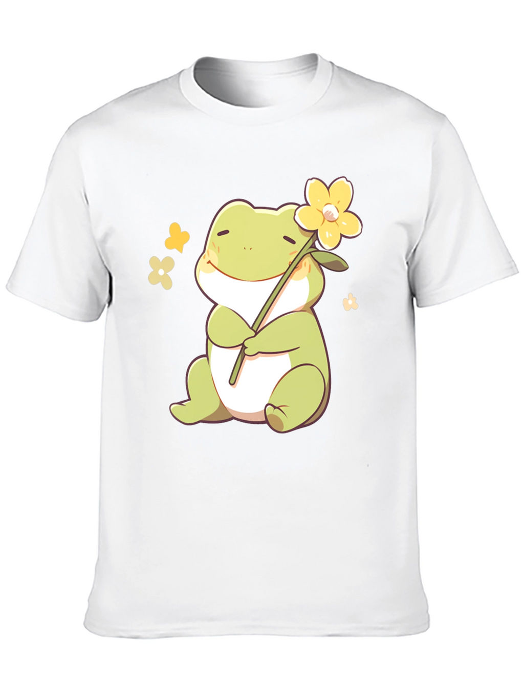 Cute Frog with Flower Black T-Shirt