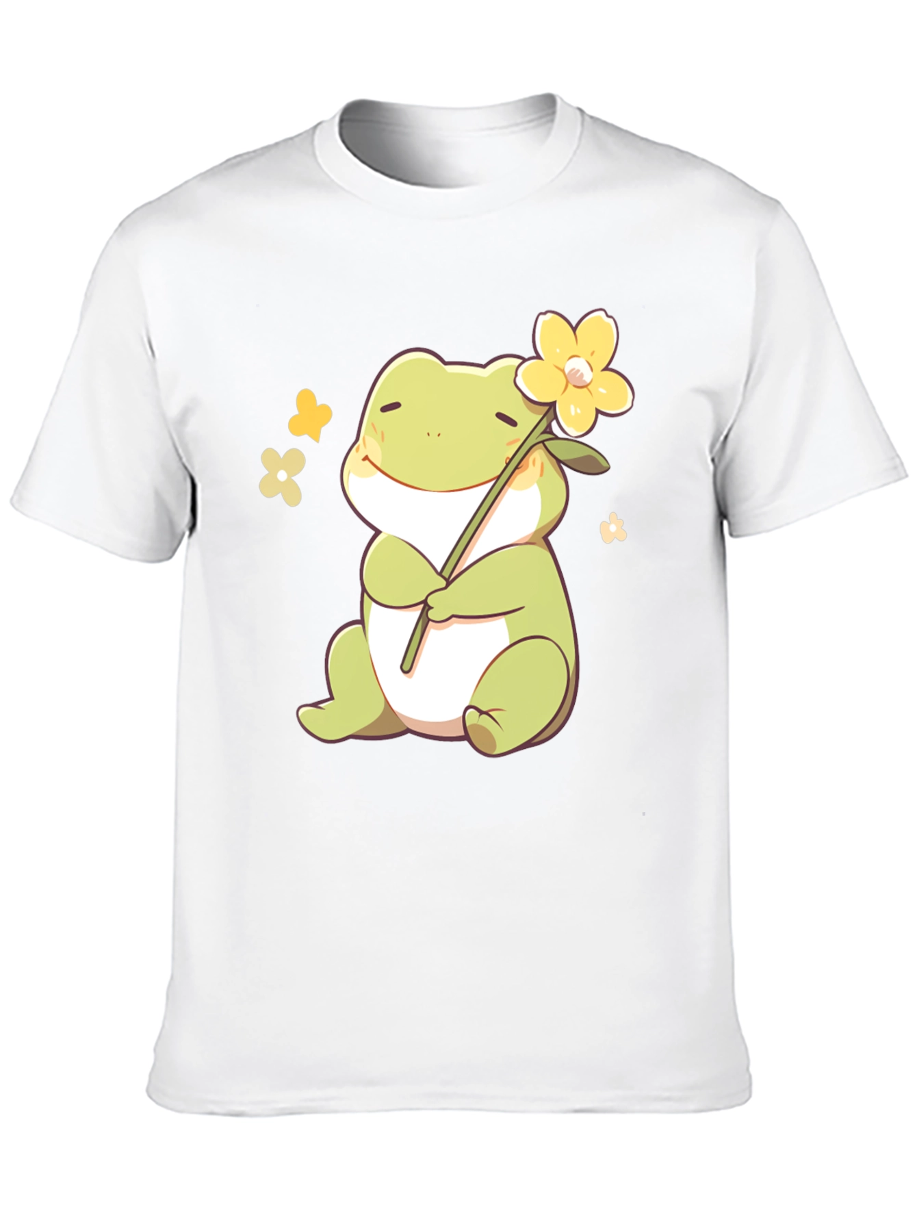 Cute Frog with Flower Black T-Shirt