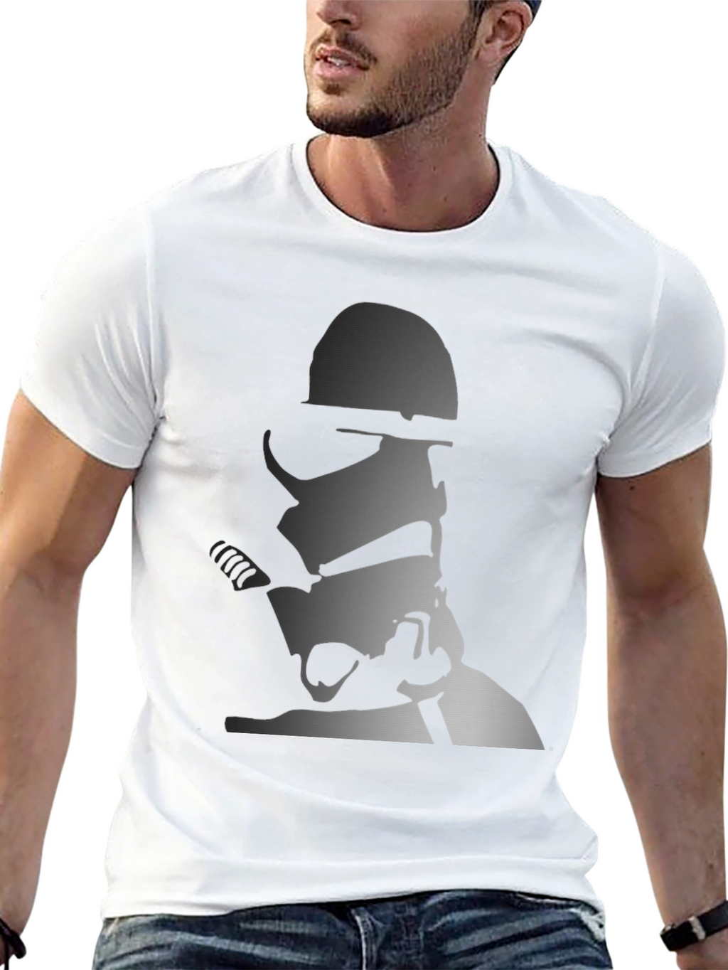 Stormtrooper Graphic Print Tee - Black Cotton