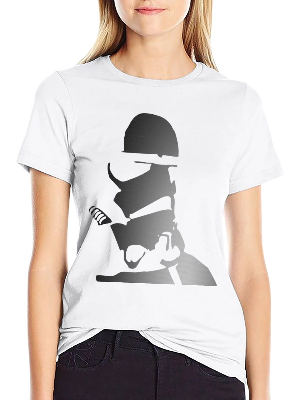 Stormtrooper Graphic Print Tee - Black Cotton