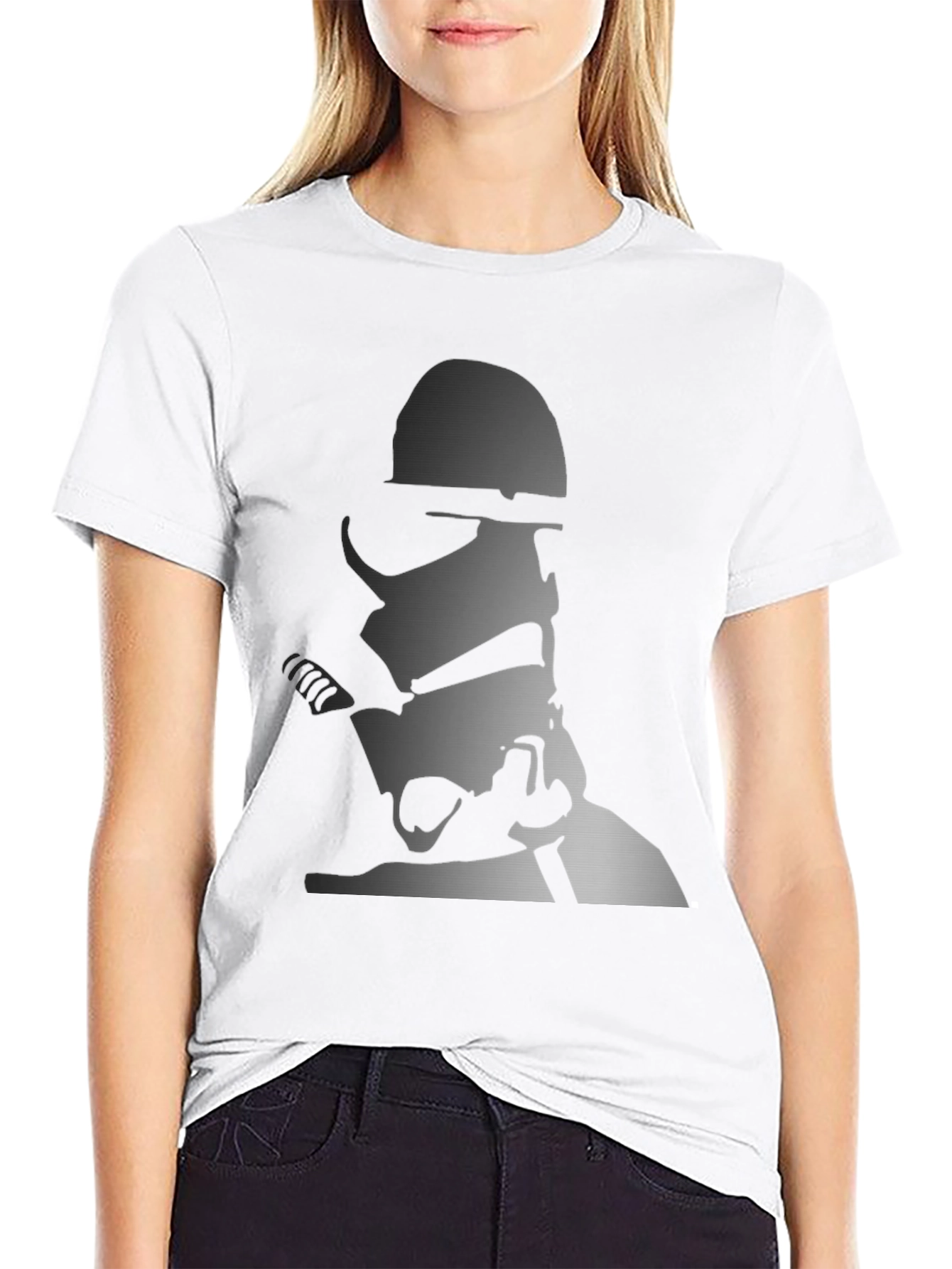 Stormtrooper Graphic Print Tee - Black Cotton