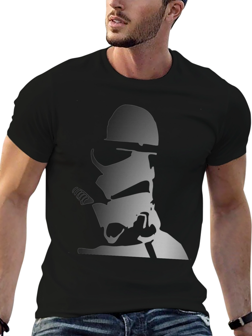Stormtrooper Graphic Print Tee - Black Cotton