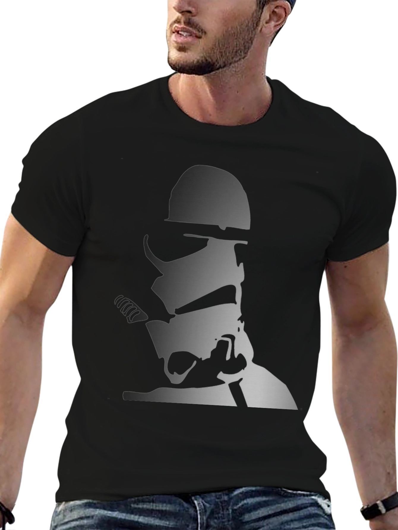Stormtrooper Graphic Print Tee - Black Cotton