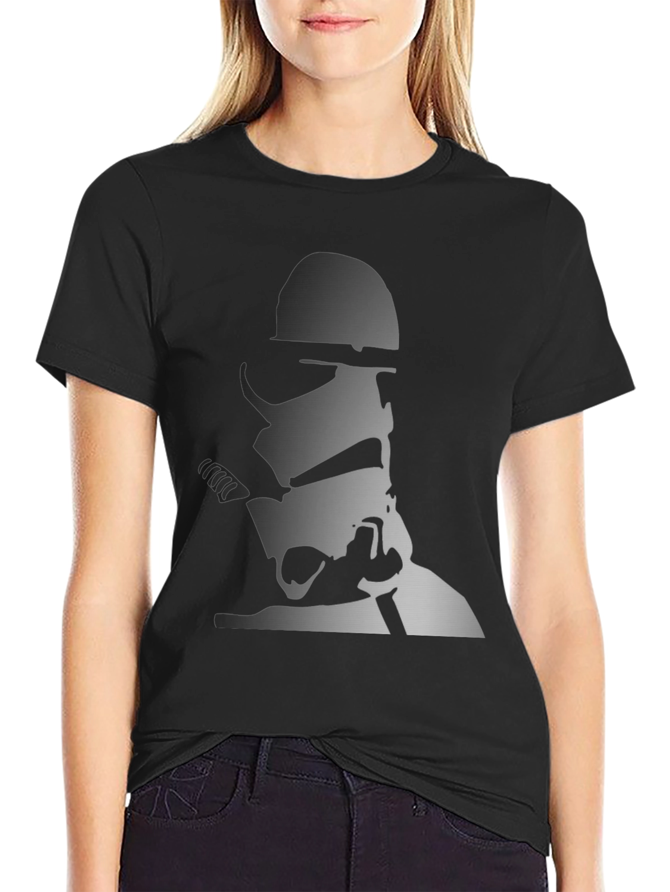 Stormtrooper Graphic Print Tee - Black Cotton