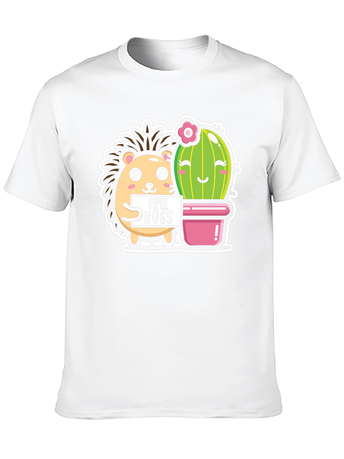 Cute Hedgehog & Cactus Free Hugs T-Shirt