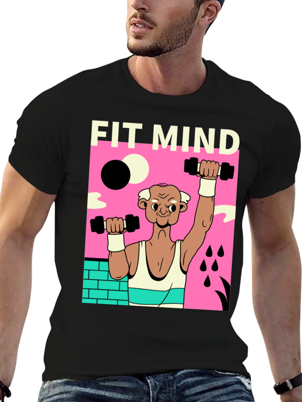 Fit Mind Black T-Shirt - Workout Graphic Tee