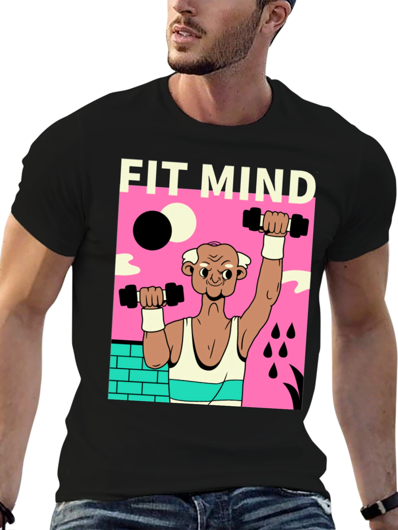 Fit Mind Black T-Shirt - Workout Graphic Tee