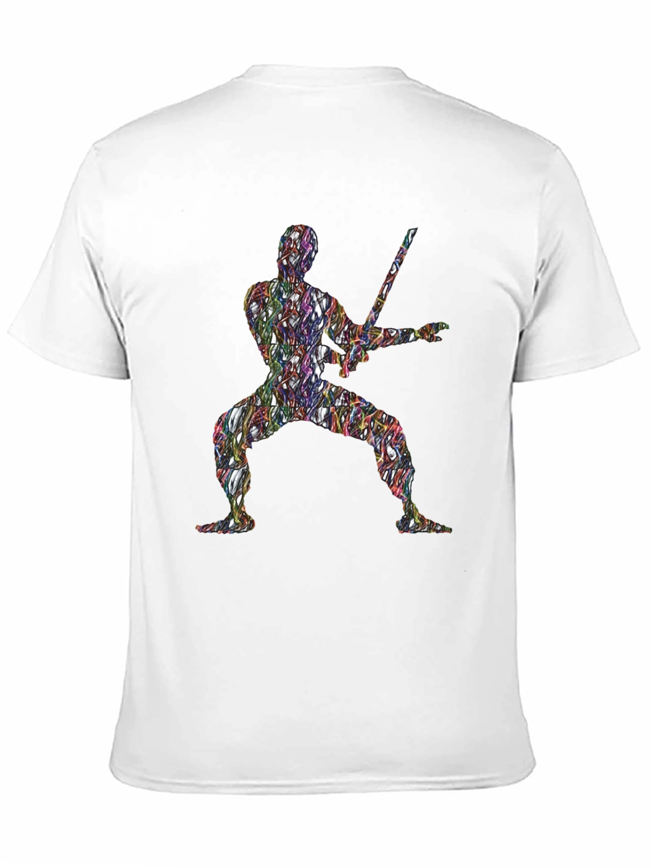 Abstract Ninja Warrior Graphic T-Shirt - Black