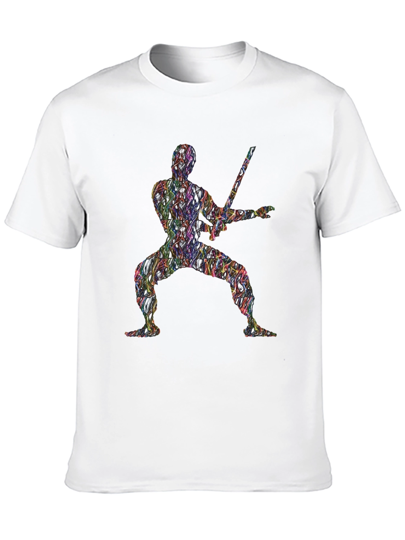 Abstract Ninja Warrior Graphic T-Shirt - Black
