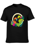 Tropical Flamingo Graphic Tee - Black