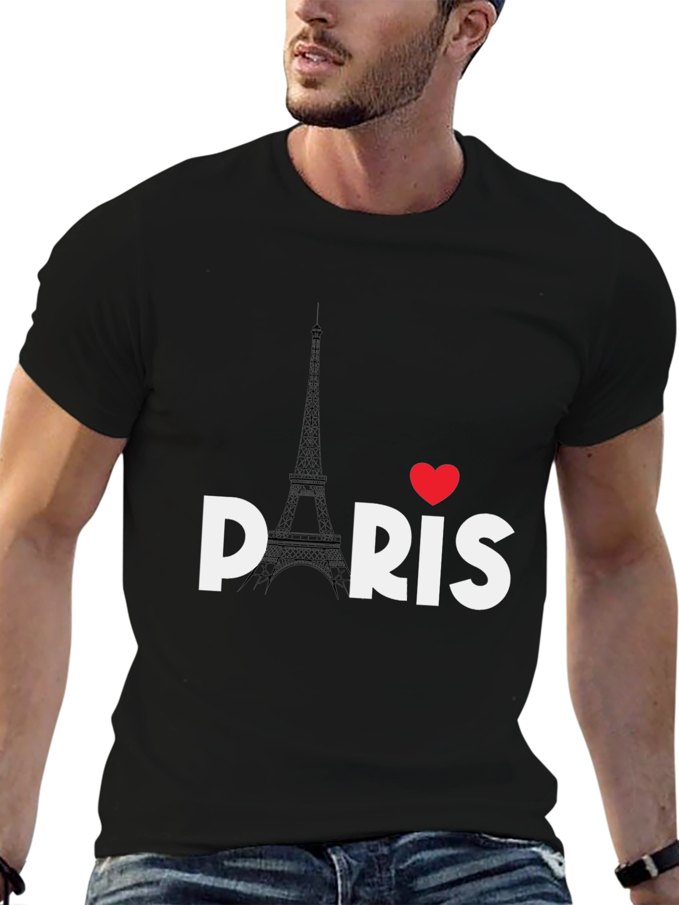 Paris Love Eiffel Tower Black T-Shirt
