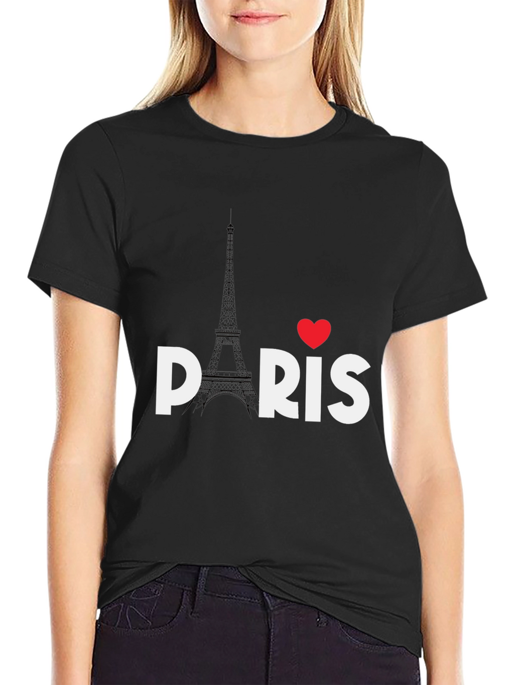 Paris Love Eiffel Tower Black T-Shirt