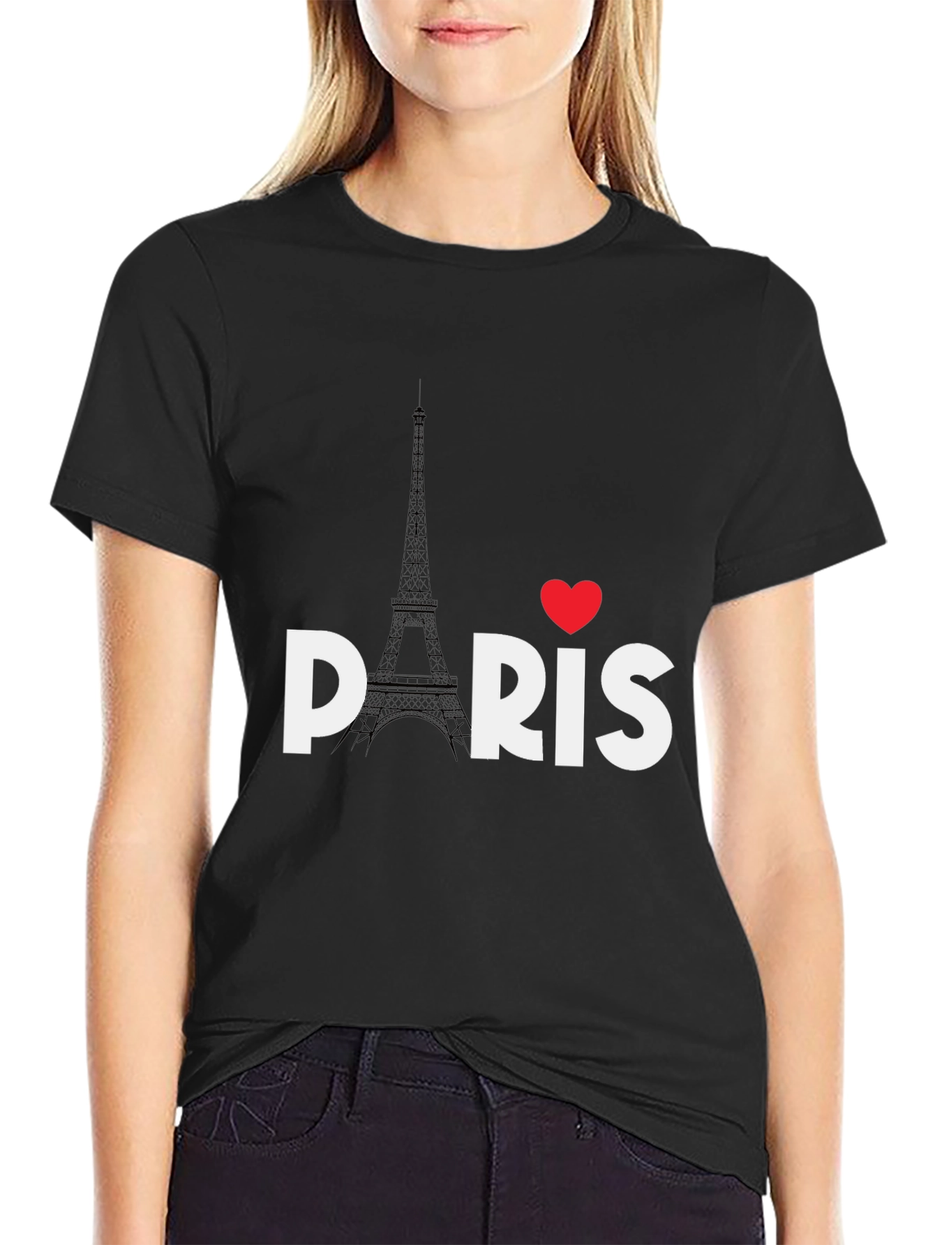 Paris Love Eiffel Tower Black T-Shirt