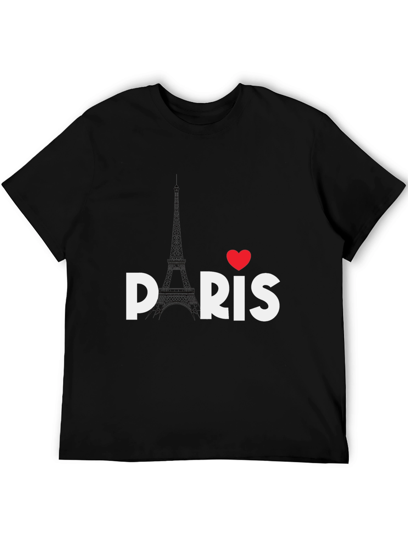 Paris Love Eiffel Tower Black T-Shirt