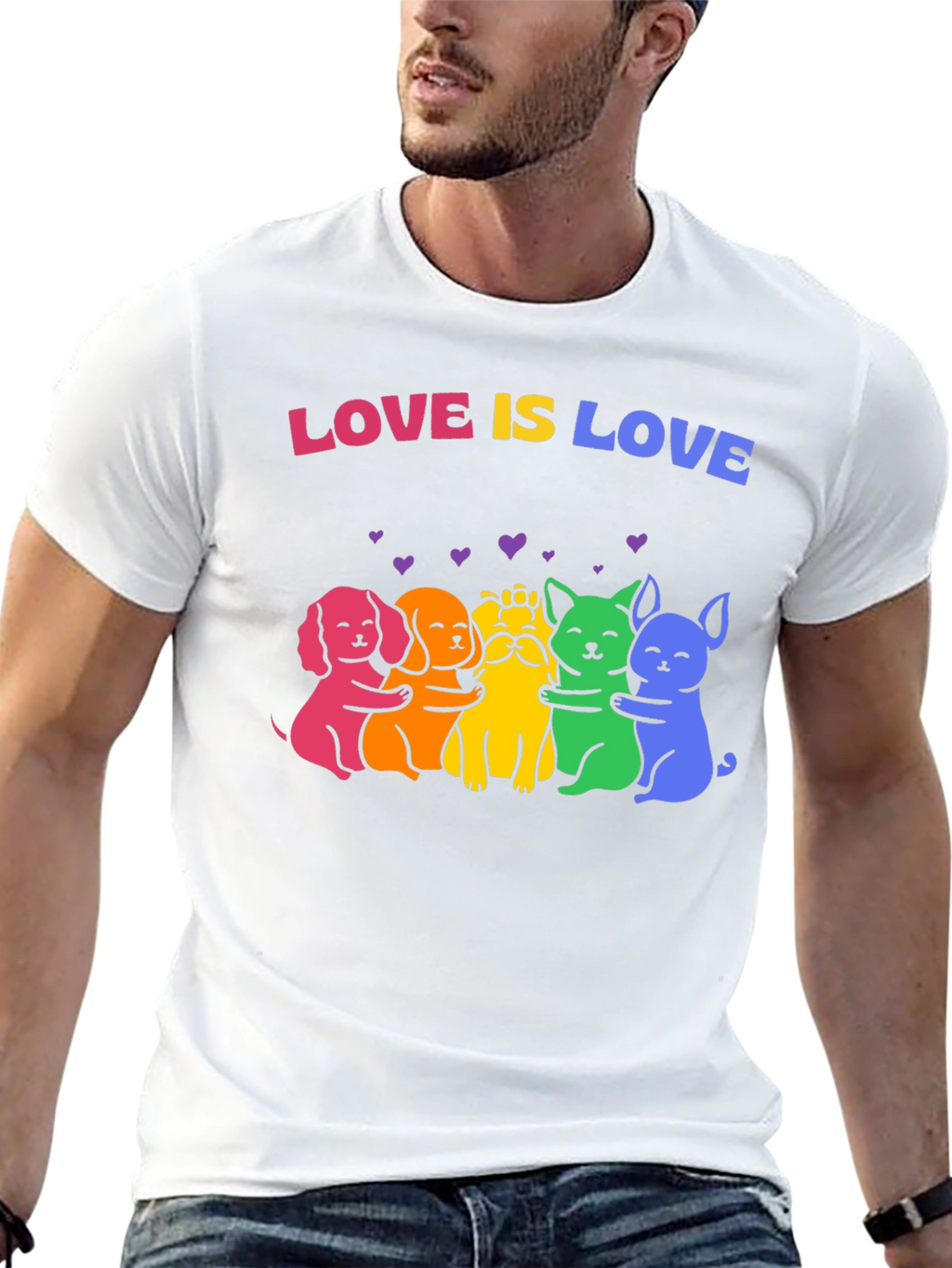 Love Is Love Rainbow Pride Dogs Graphic Tee