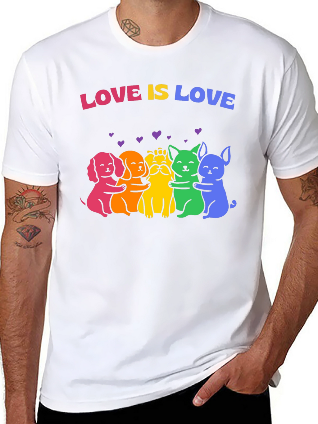 Love Is Love Rainbow Pride Dogs Graphic Tee