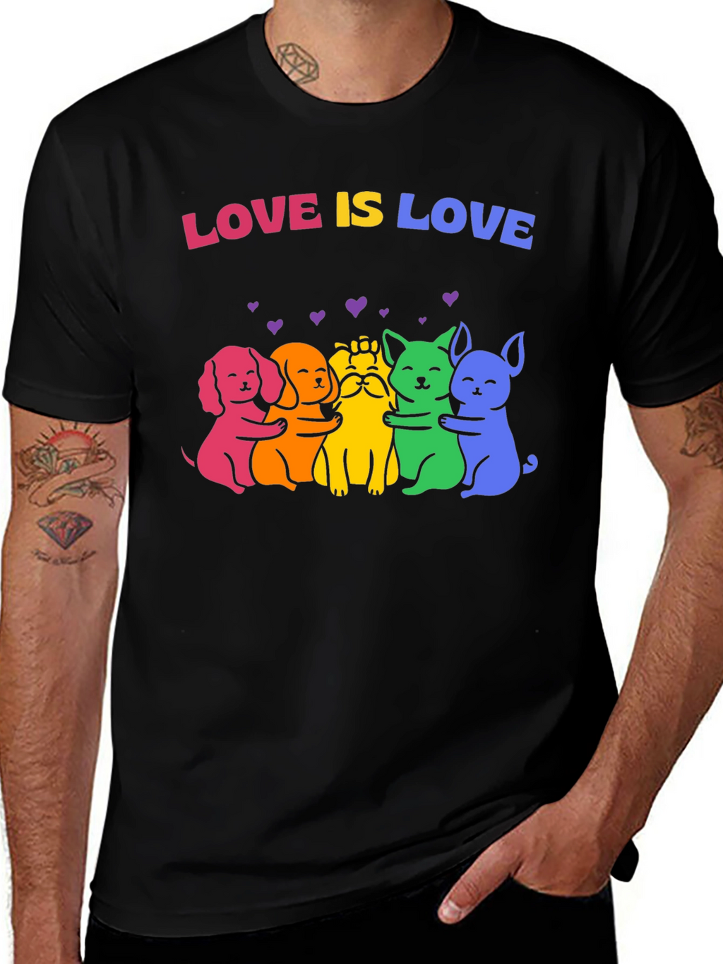 Love Is Love Rainbow Pride Dogs Graphic Tee