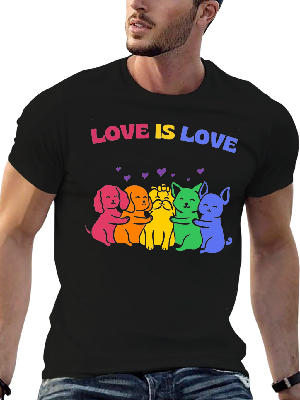 Love Is Love Rainbow Pride Dogs Graphic Tee