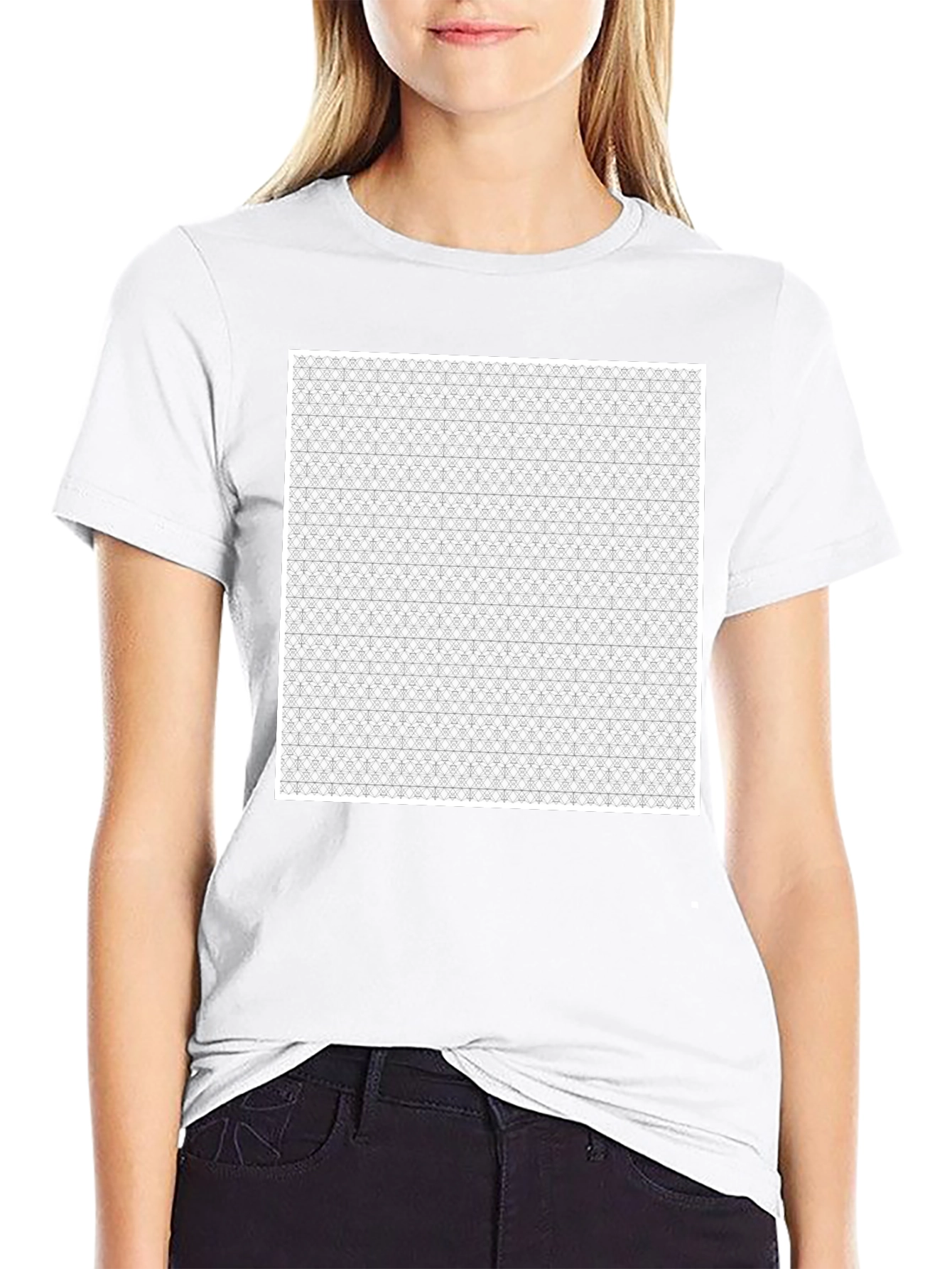 Black Patterned Crew Neck T-Shirt