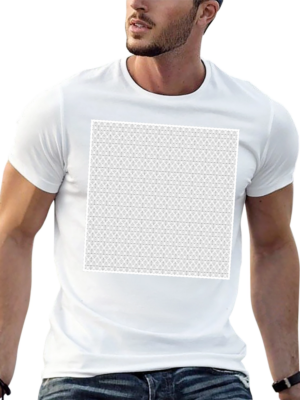 Black Patterned Crew Neck T-Shirt