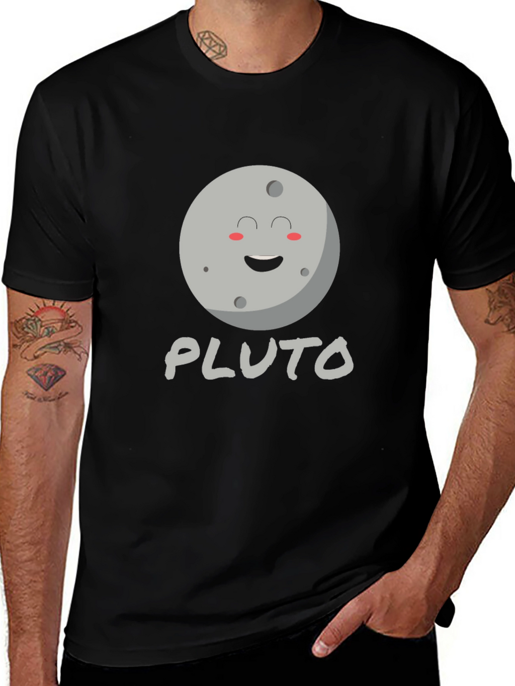 Pluto Planet Graphic Tee - Black Unisex T-Shirt
