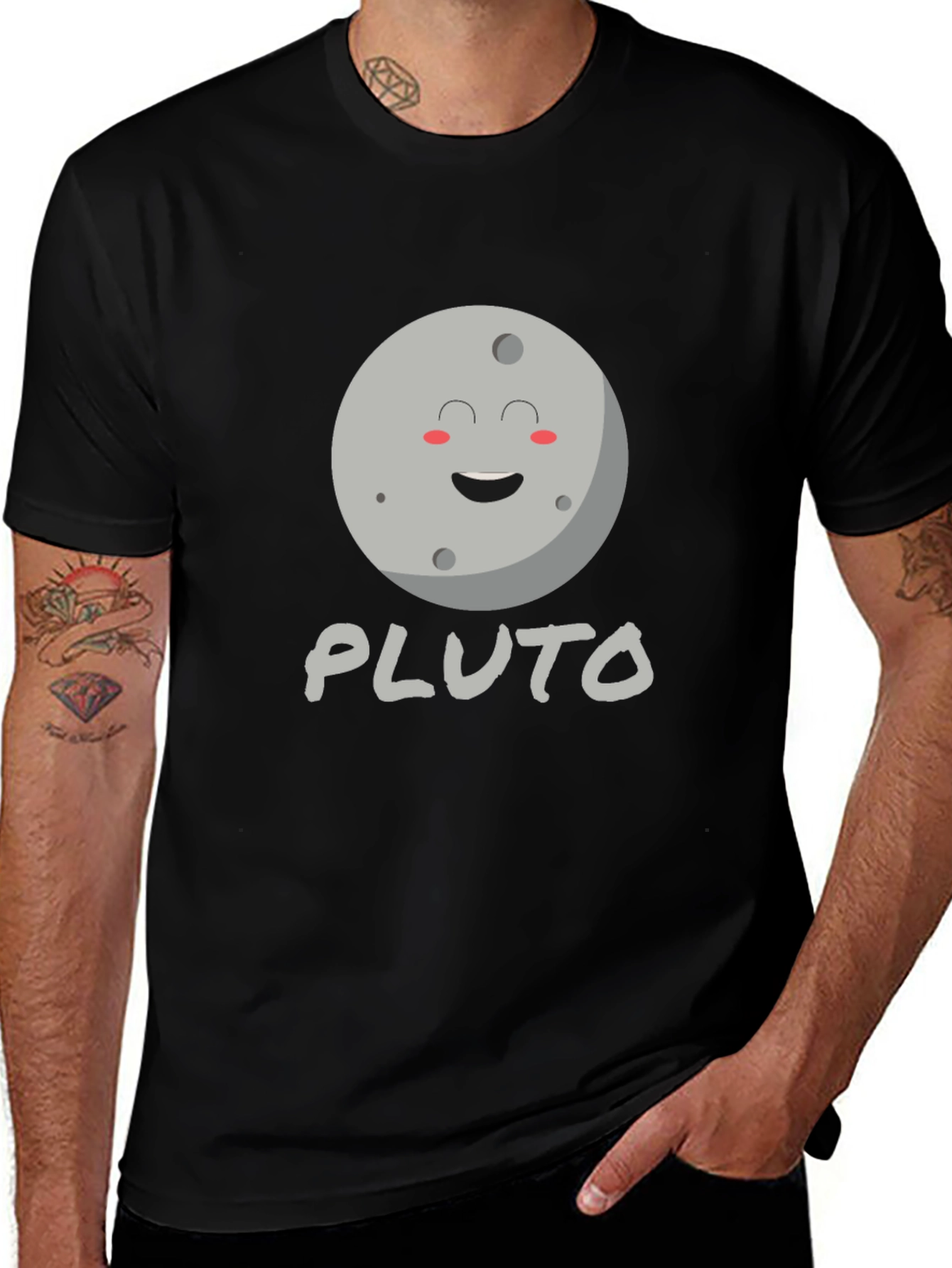 Pluto Planet Graphic Tee - Black Unisex T-Shirt