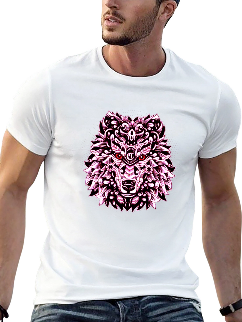 Wolf Graphic Print Tee - Black Casual Shirt