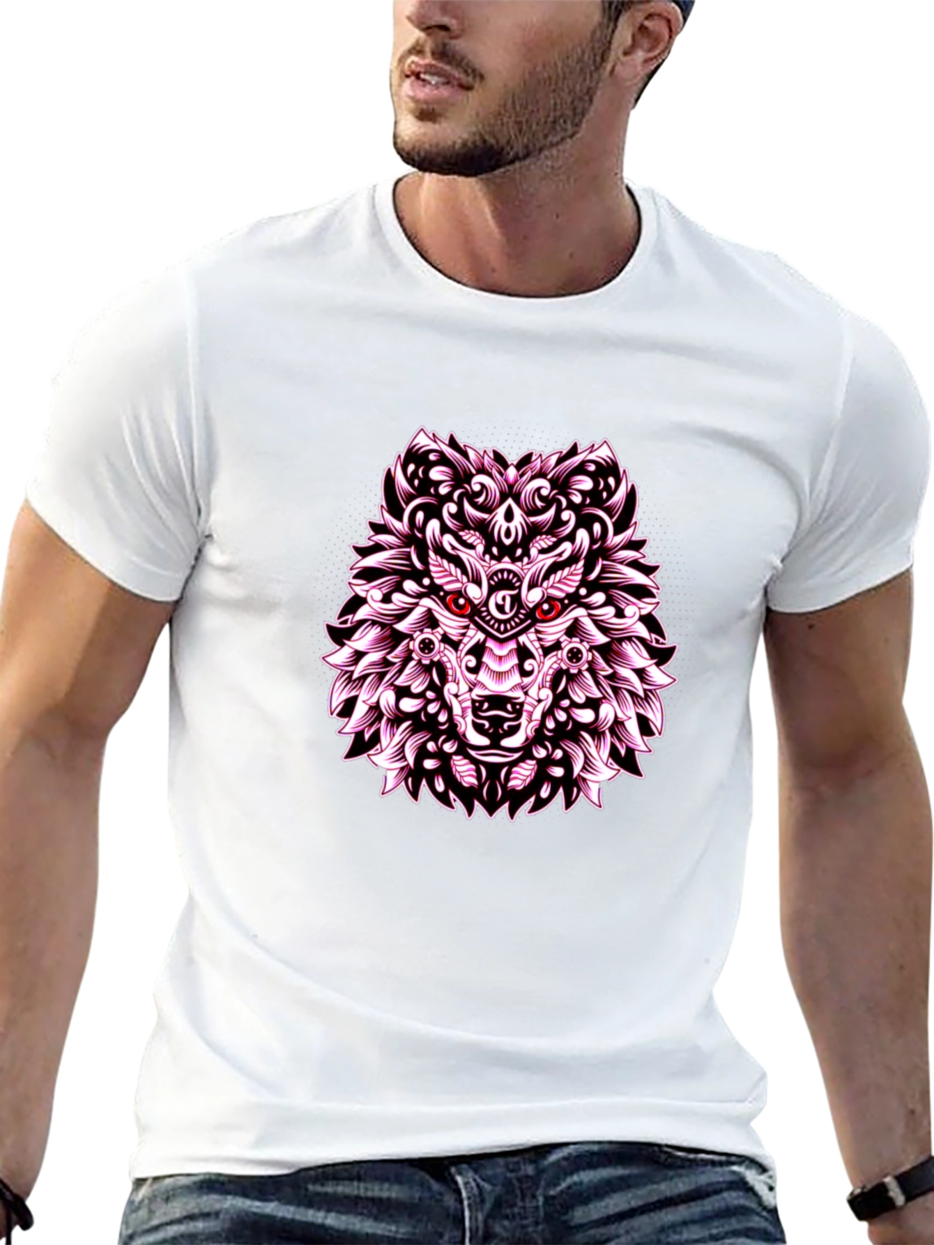 Wolf Graphic Print Tee - Black Casual Shirt