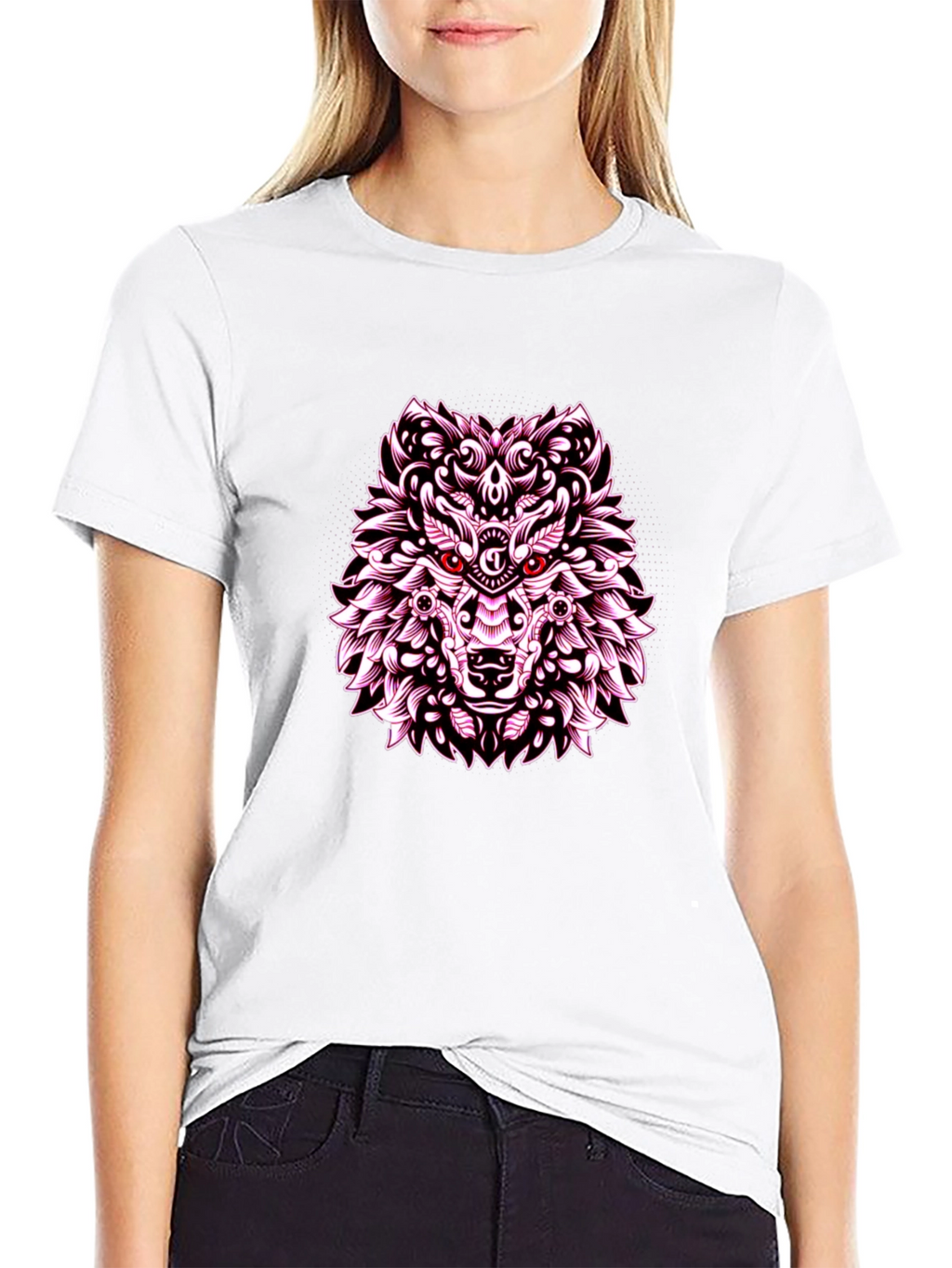 Wolf Graphic Print Tee - Black Casual Shirt