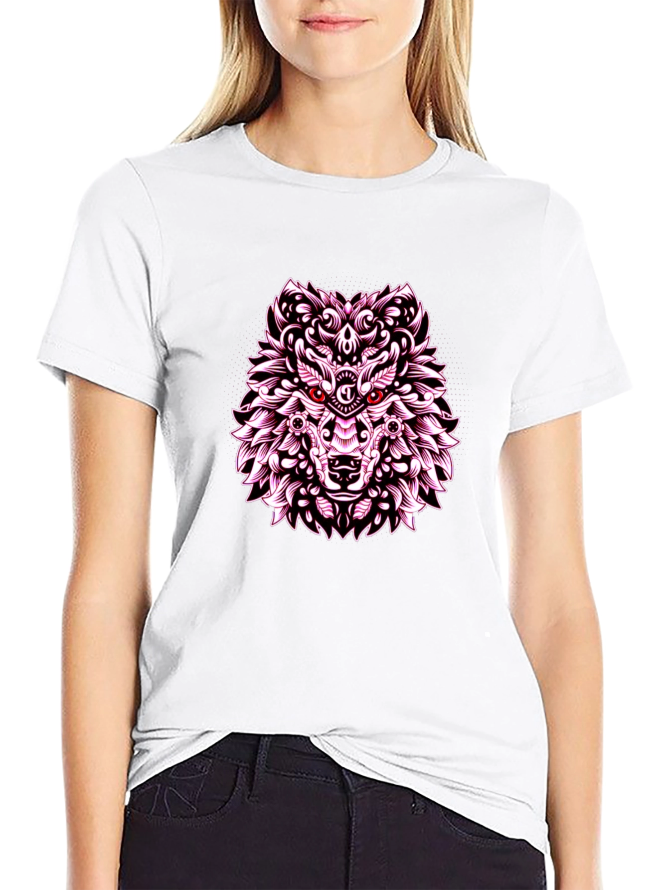 Wolf Graphic Print Tee - Black Casual Shirt