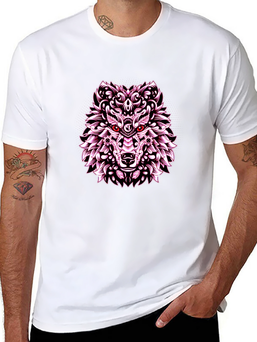 Wolf Graphic Print Tee - Black Casual Shirt