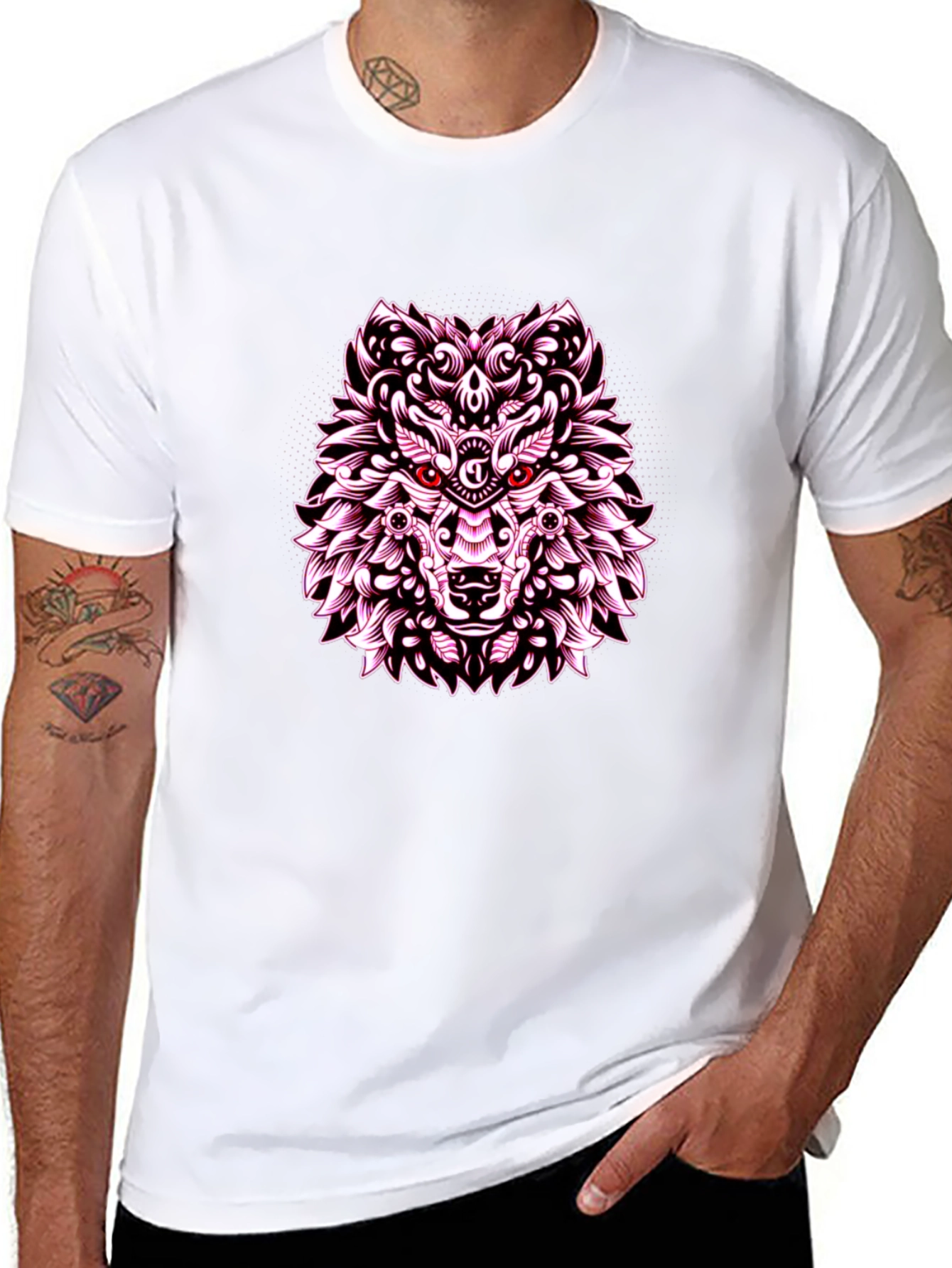 Wolf Graphic Print Tee - Black Casual Shirt