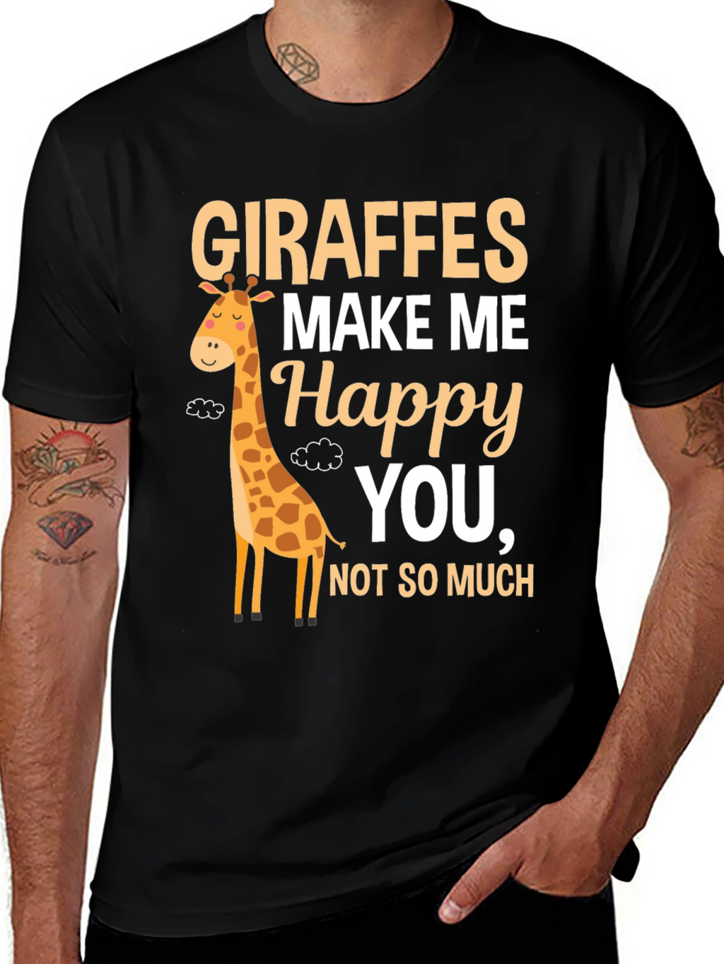 Giraffes Make Me Happy T-Shirt Cute Animal Tee