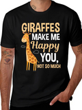 Giraffes Make Me Happy T-Shirt Cute Animal Tee