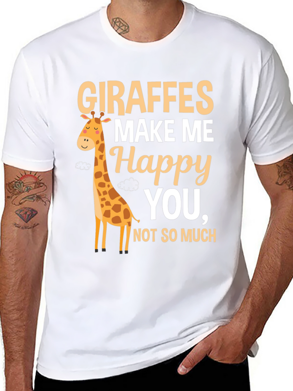 Giraffes Make Me Happy T-Shirt Cute Animal Tee