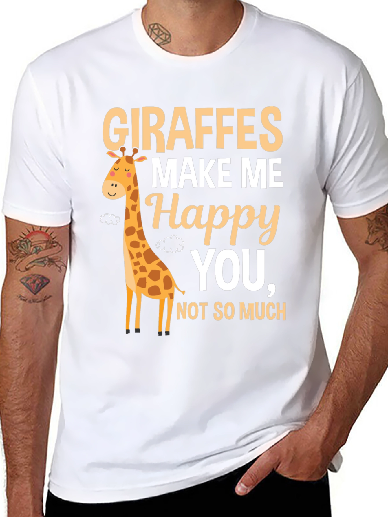Giraffes Make Me Happy T-Shirt Cute Animal Tee