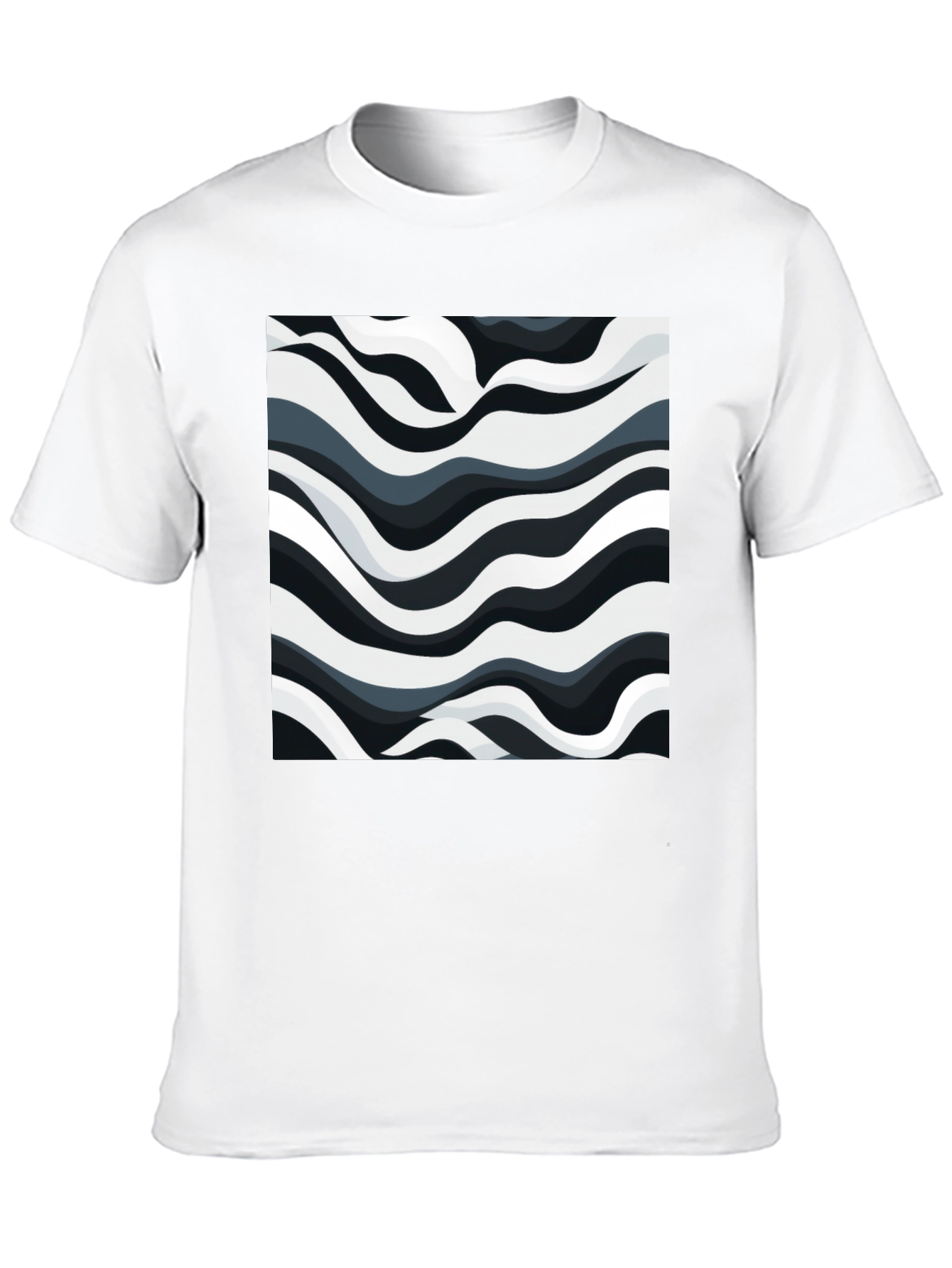 Abstract Wave Print Black T-Shirt