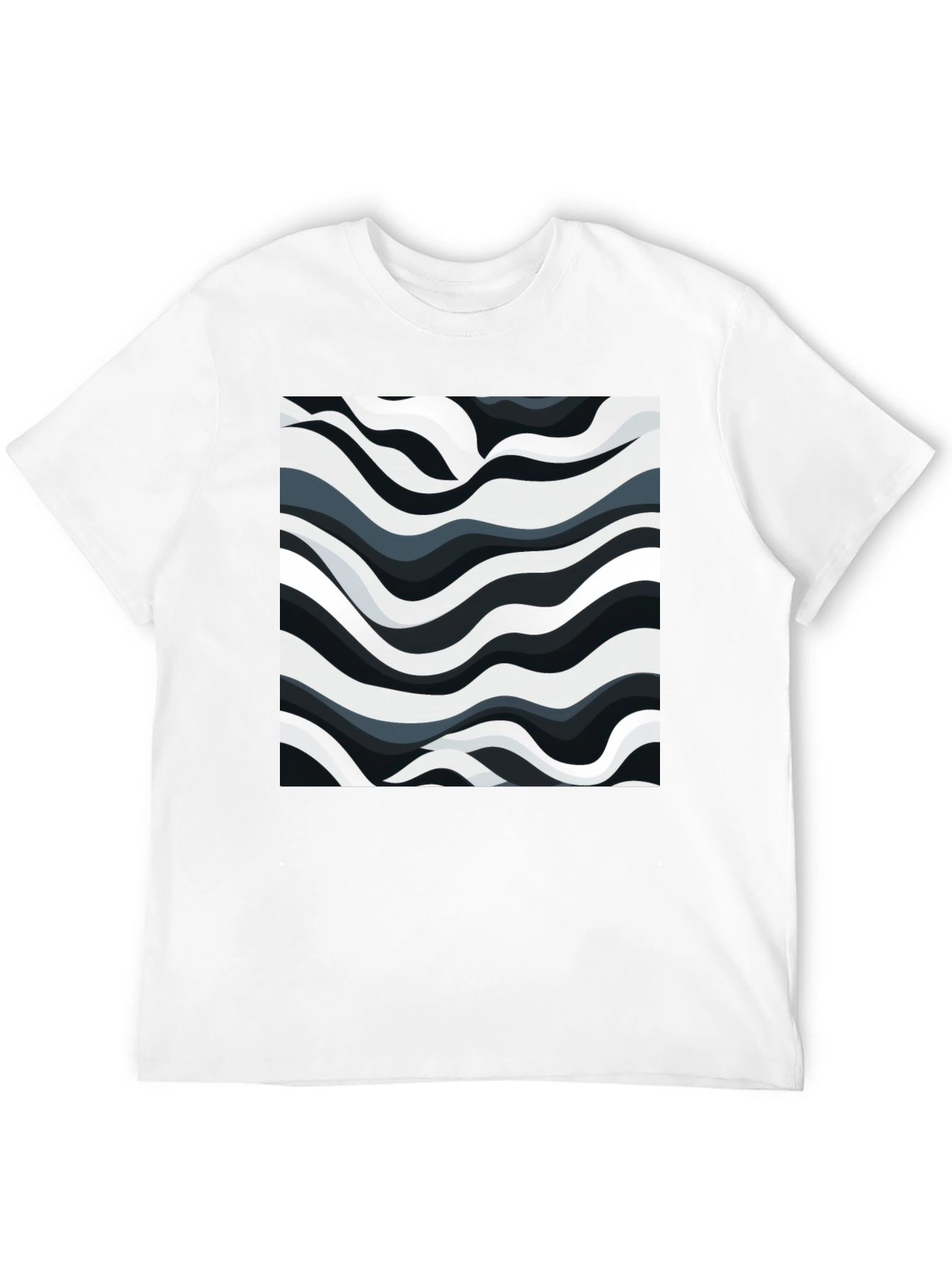 Abstract Wave Print Black T-Shirt