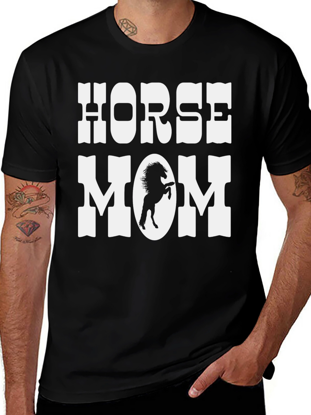 Horse Mom Graphic T-Shirt - Black