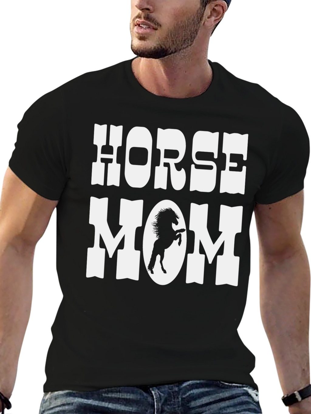 Horse Mom Graphic T-Shirt - Black