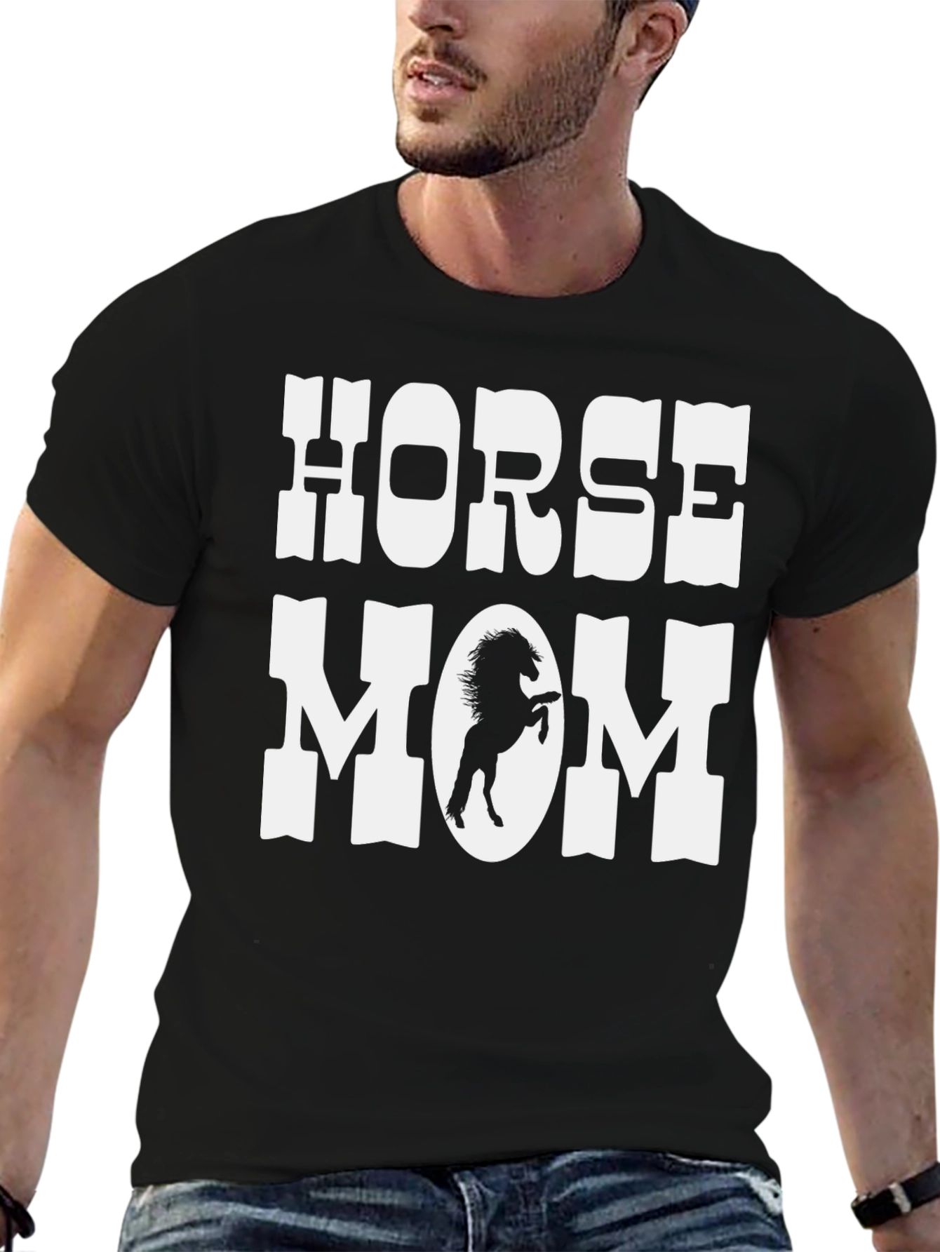 Horse Mom Graphic T-Shirt - Black