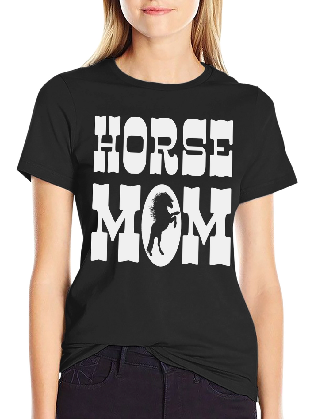 Horse Mom Graphic T-Shirt - Black