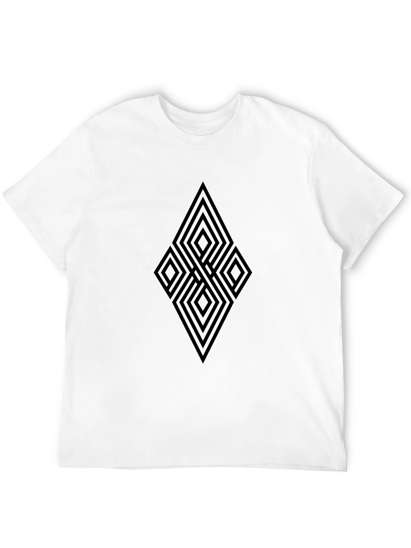 Black Geometric Diamond Pattern T-Shirt