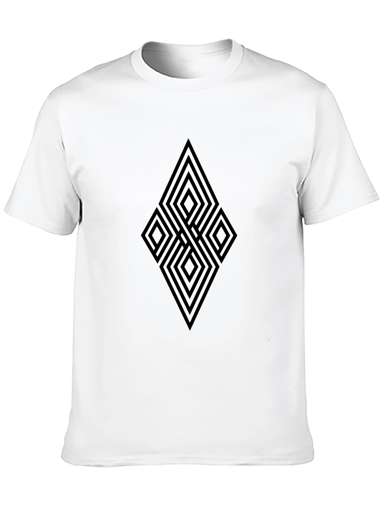 Black Geometric Diamond Pattern T-Shirt
