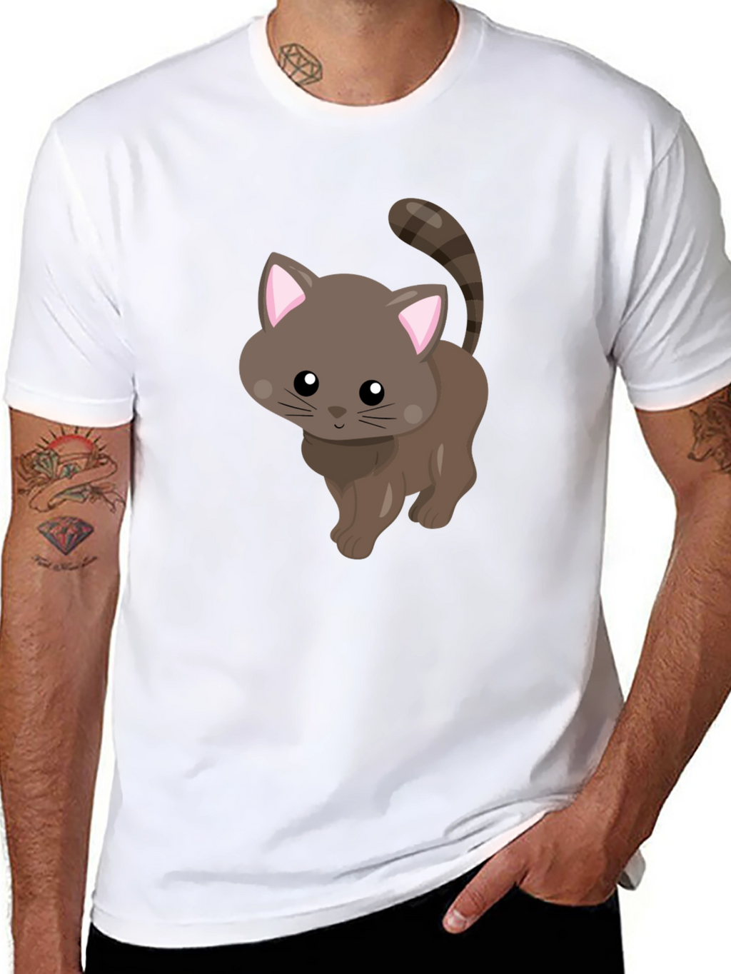 Cute Kitten Graphic T-Shirt - Black
