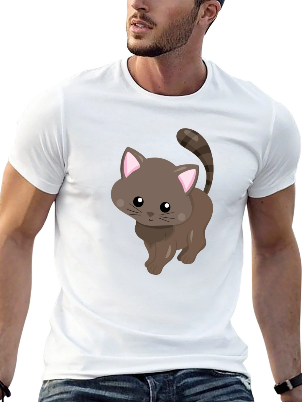 Cute Kitten Graphic T-Shirt - Black